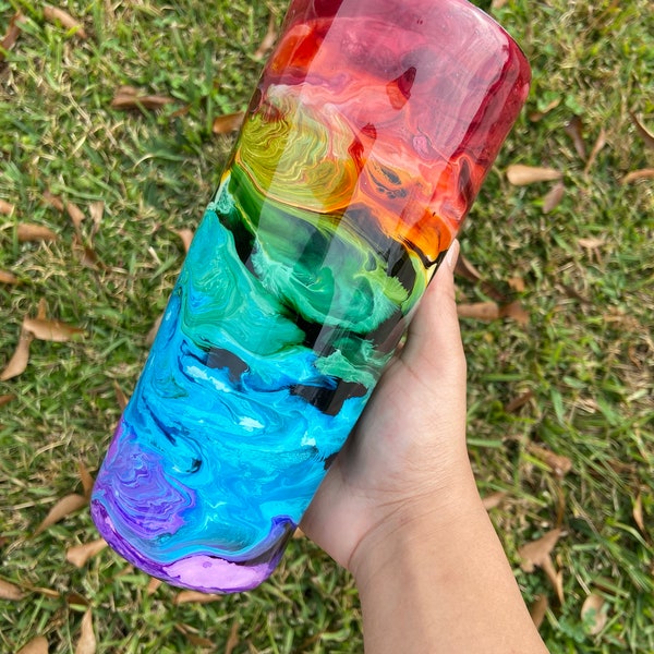 Rainbow Tumbler | Tumbler Cups | Personal Gift | Custom Tumblers | Rainbow | Swirls | Tumblers | Rainbow Tumbler Cup | Pride Tumbler