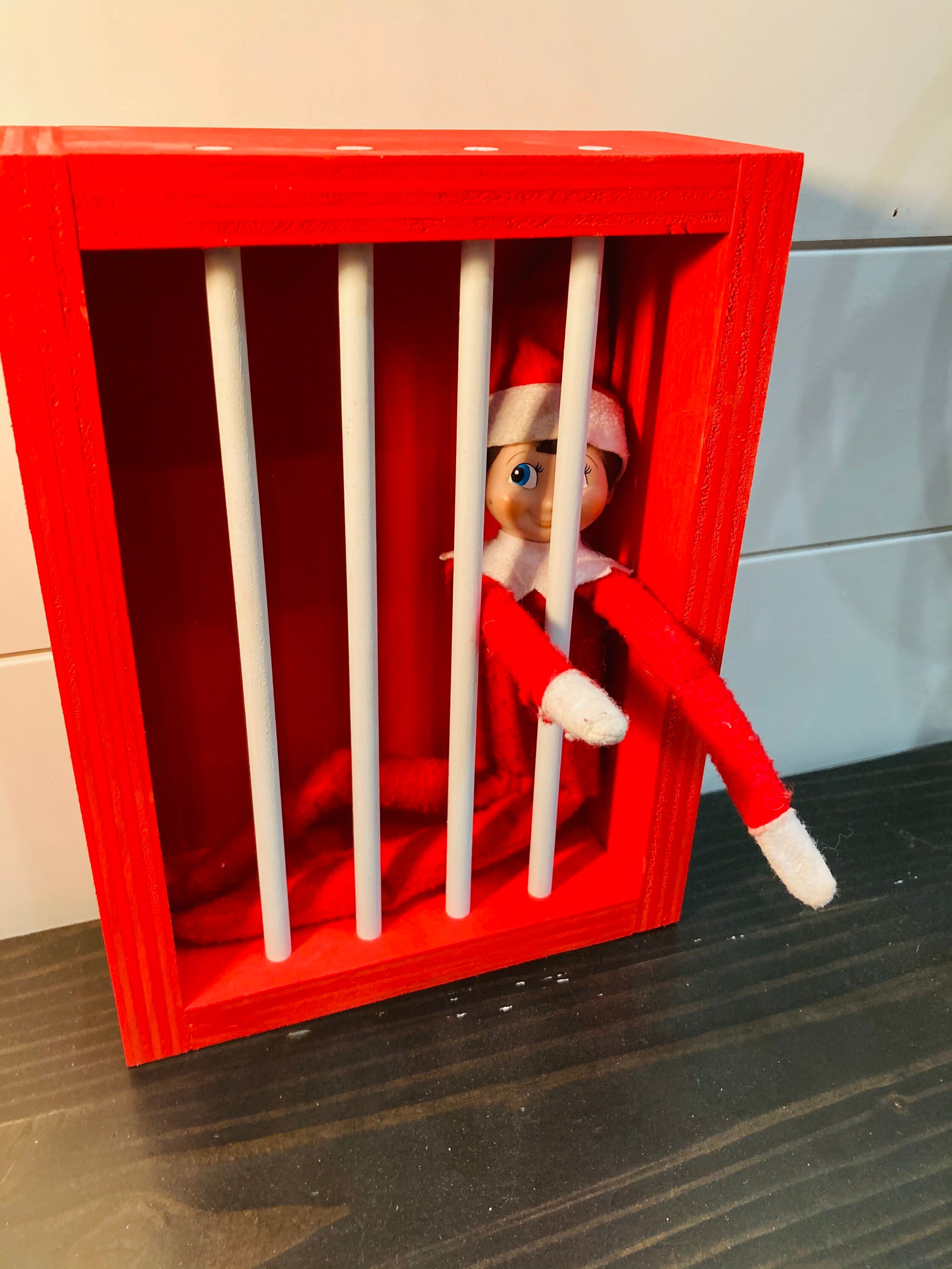Elf on a shelf Christmas jail quarantine box wood Etsy