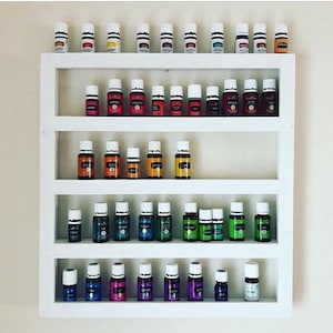 Essential Oil Shelf, Free Shipping, Nail Polish shelf, storage, display, holds 52, floating, rustic, distressed, nicknacks, geometric