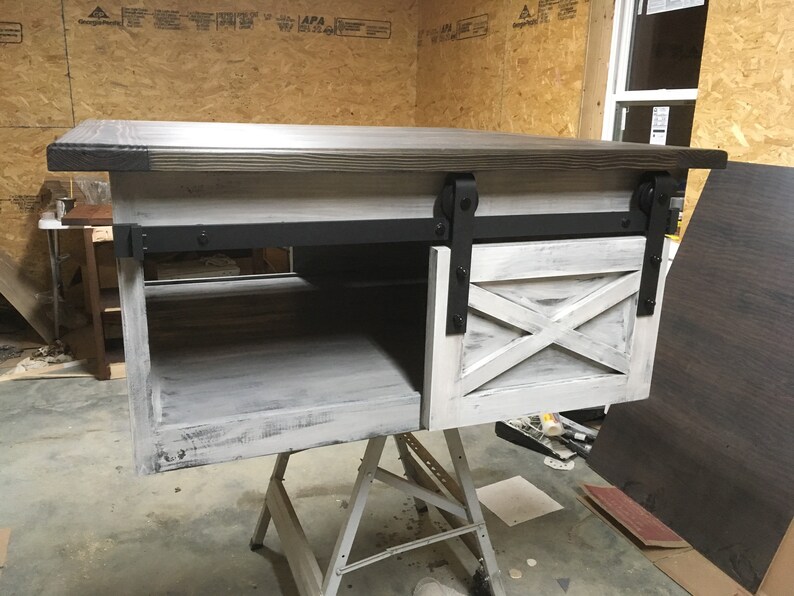 Barn Door Coffee Table Farmhouse Rustic Sliding Door Etsy