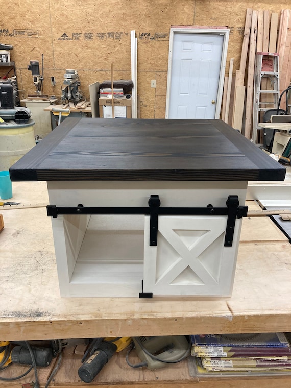 Barn Door Coffee Table Farmhouse Rustic Sliding Door Living