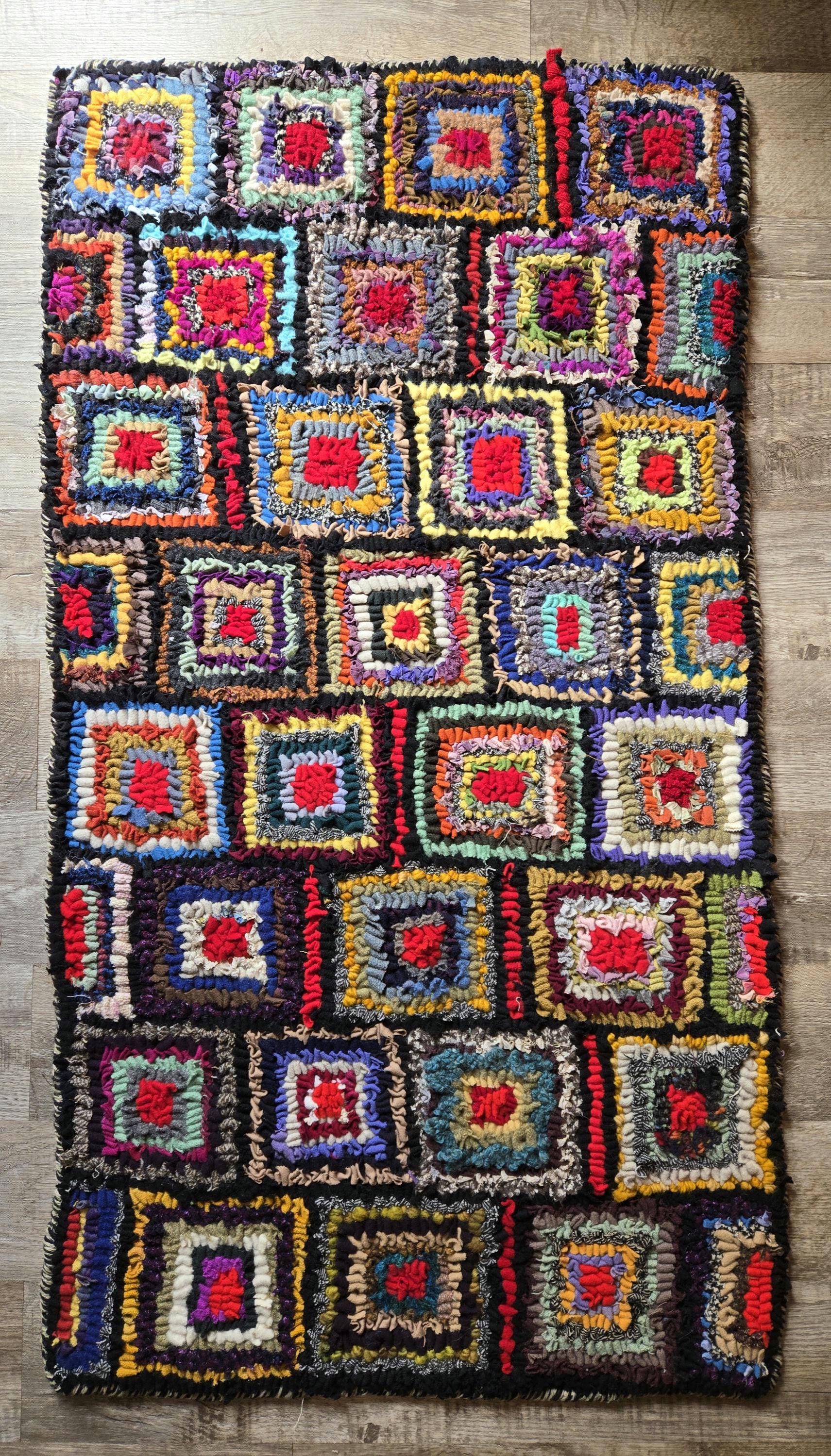 Dancing Squares Hand Hooked Wool Rug 28