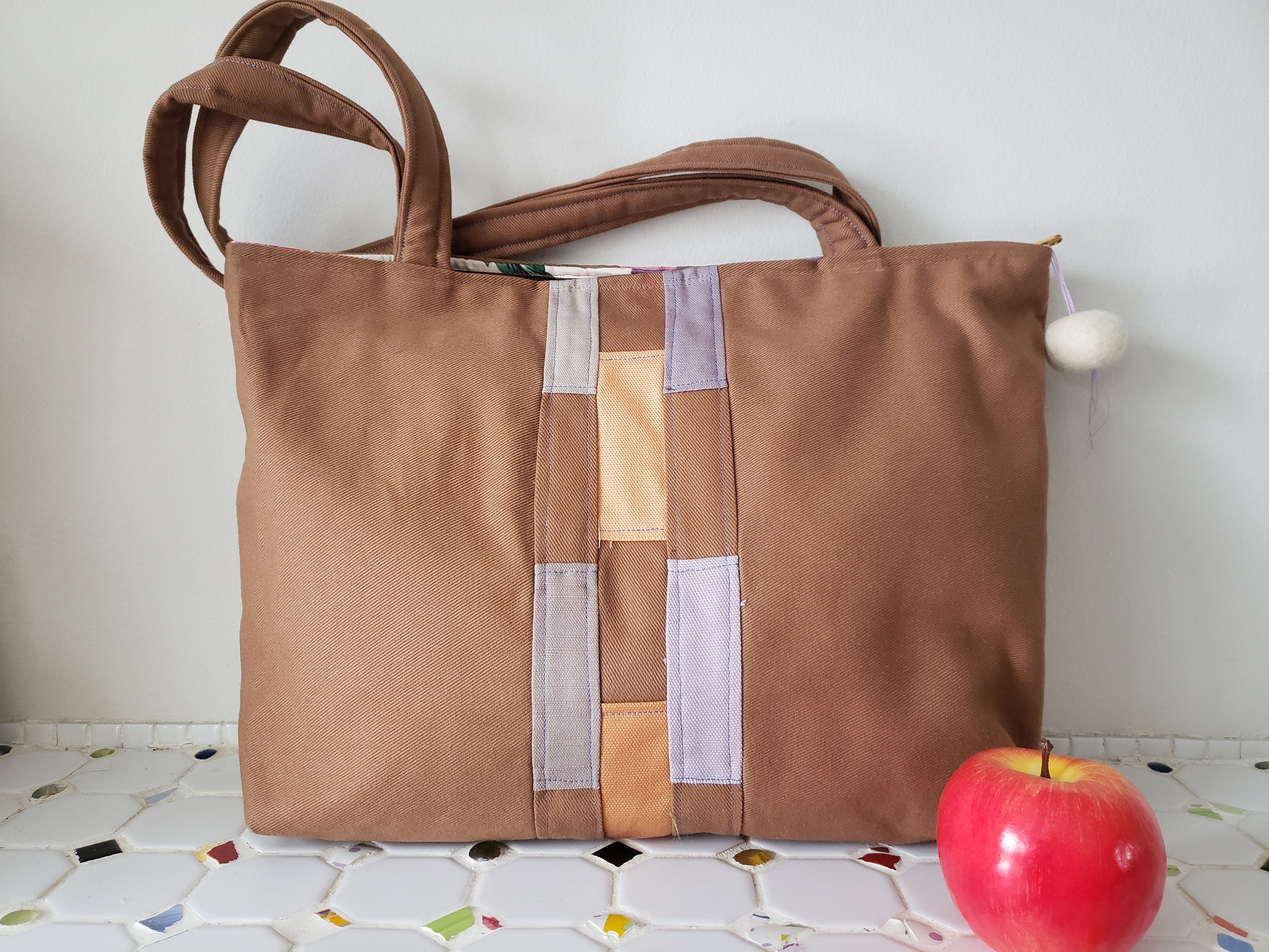 バッグ・カバンその他 DENIM PATCH WORK CLASSIC LOGO POUCH Denim Patchwork Bag XL Shopping Big Boro Shopper Market Bag