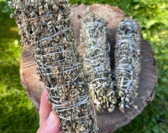 Ręcznie robiony zbiorek absyntu do rytuału oczyszczania - Artemisia Vulgaris Smudging Stick - kadzidło ziołowe
