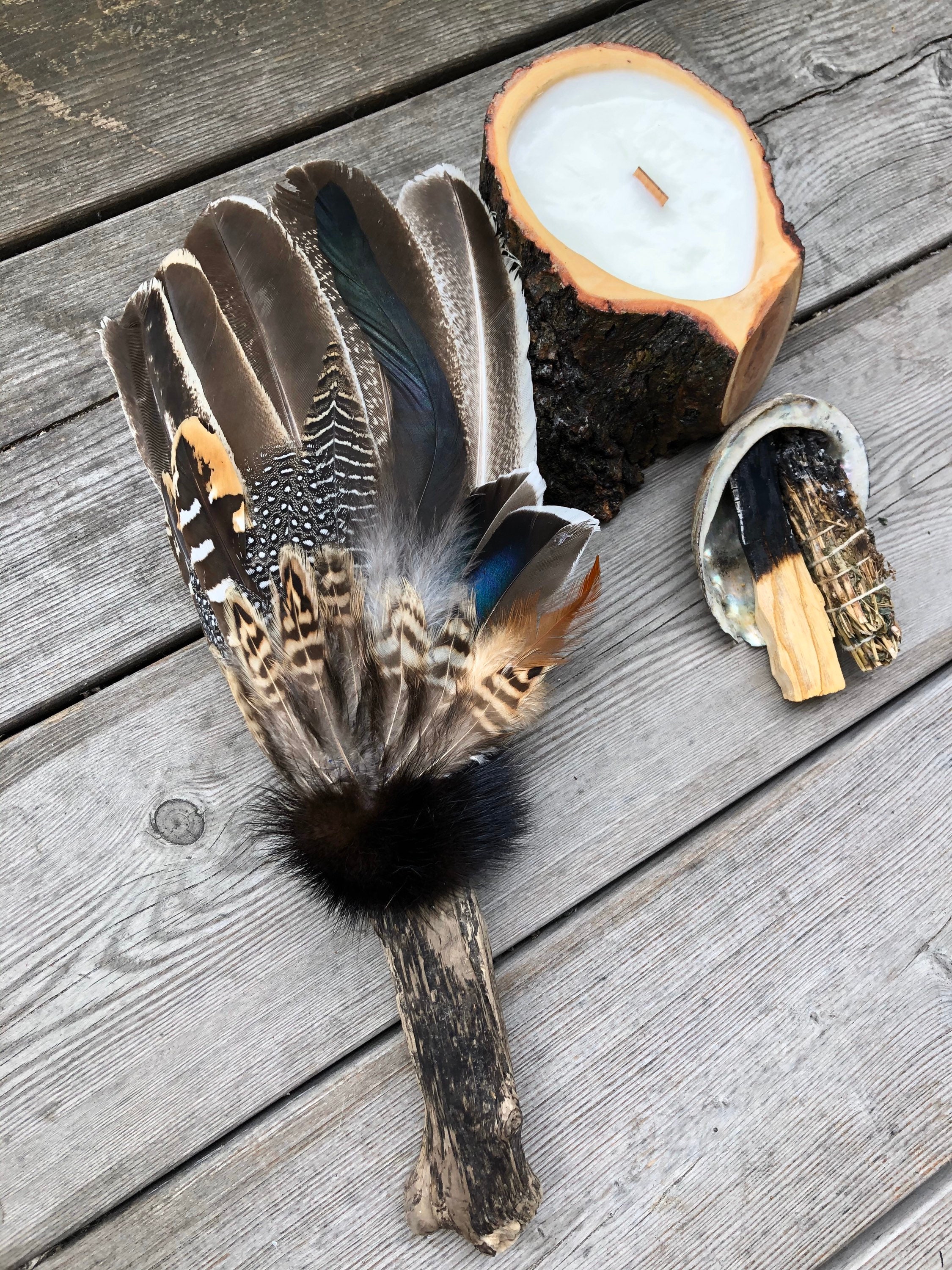 Smudging Feather Fan for Smudging Ritual Shaman Tool Etsy