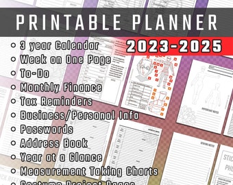 NEW*** 2023-2025 PRINTABLE A5 Planner for Creative Business - Finance, Tax Reminders, Measurement Charts, Project Pages + MORE!