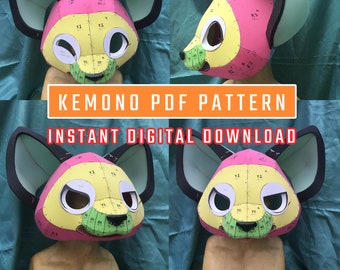 PDF PATTERN Generic Kemono &#39;CHUU&#39; Fursuit Head Base - Digital Download - Pattern Only