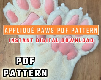 PDF PATTERN - Simple Applique Fursuit Paws - Digital Download - Pattern Only