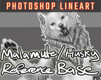 LINEART Malamute Husky Reference Base - Fursuit Maker Friendly