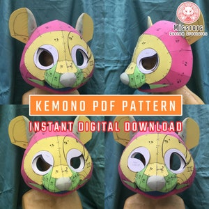 PDF PATTERN Generic Kemono &#39;CHIYO&#39; Fursuit Head Base - Digital Download - Pattern Only