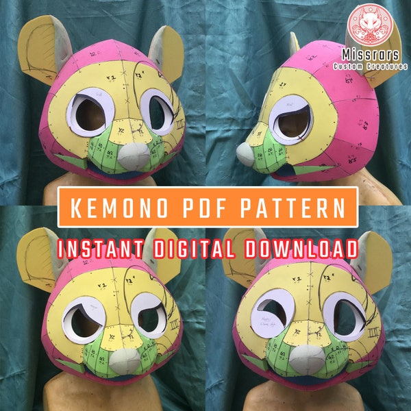 PDF PATTERN Generic Kemono 'CHIYO' Fursuit Head Base - Digital Download - Pattern Only