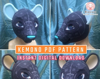PDF パターン ビッグキャット「ネロ」ケモノ「K-Fusion」ファースーツヘッドベース - デジタルダウンロード