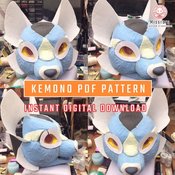 PDF PATTERN Canine Kemono 'K-Fusion' Fursuit Head Base - Digital Download