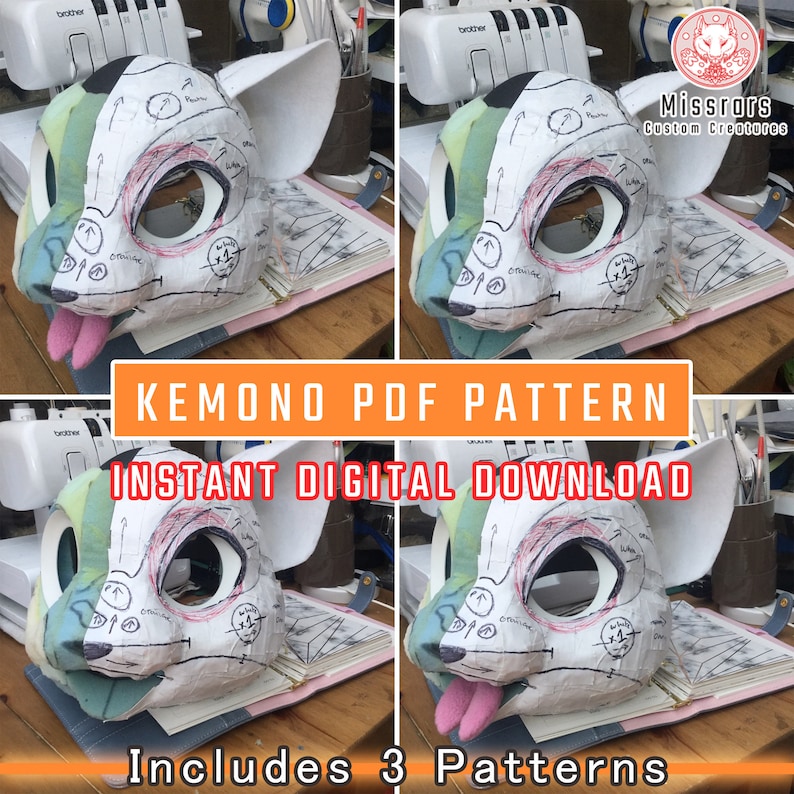 PDF PATTERN - Official Catexfish FISK Kemono Fursuit Head Base - Digital Download - Pattern Only 