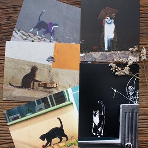 Postkatzen Set - Streetart Katzen Flensburg -  5 Motive / Format DIN A6 / Postkarten von Künstlerin N.M.