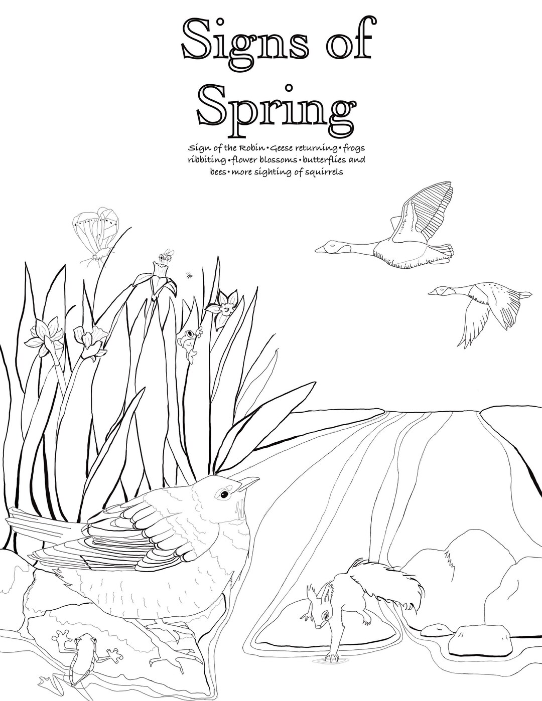 Signs of Spring Coloring Page - Etsy