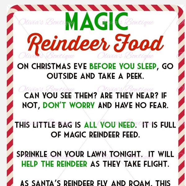 Reindeer Food Poem & Recipe