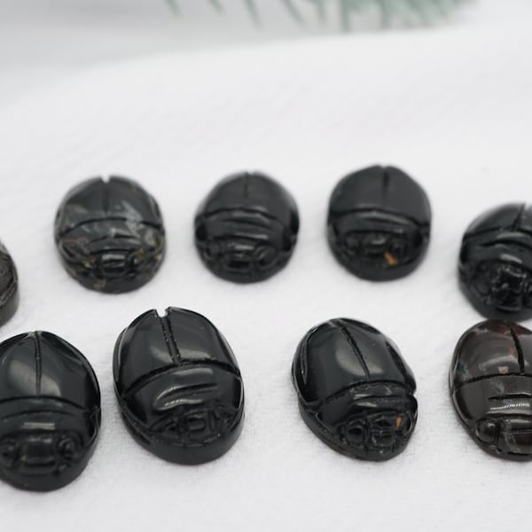 Black onyx Scarab Cabochons, gemstone cabs