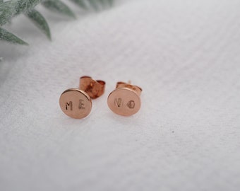 Personalized 14kt Rose Gold Plated Earrings, Initial Discs