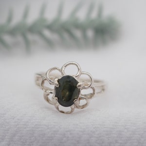 Montana Sapphire ring, sterling silver, American made, engagement ring, dark green sapphire, blue sapphire, September birthstone, multicolor