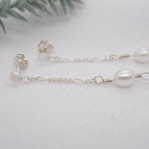 Sterling silver dangle Pearl Earrings, Pearl earrings, earrings, bridesmaid gifts, June birthstone, dangle, pearl drop earrings, initial,