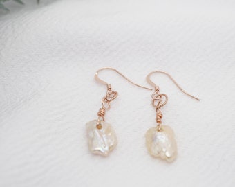 Rose Gold Pearl Earrings