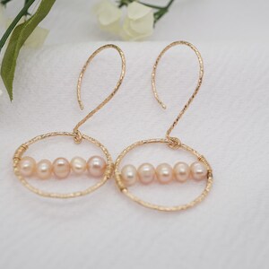 14kt Gold Filled Pearl Earrings, Handmade Fresh WaterPearl Earrings, Gold Hoop Earrings, Vintage Drop Earrings, Dangle Earrings