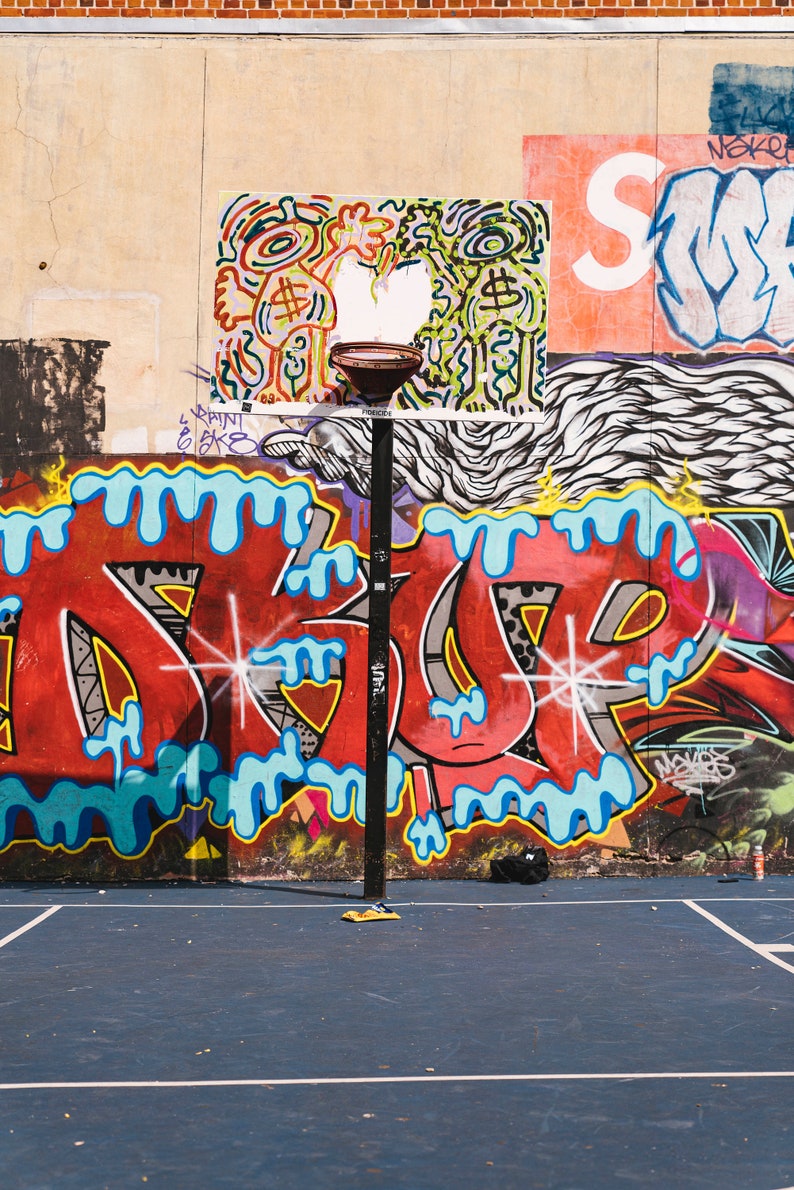 Basketball Court Graffiti Concrete Urban Print Photo Poster Etsy