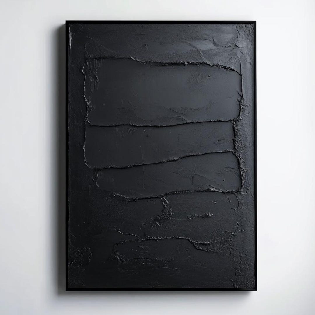 Black Textured Abstract Painting | Modern Minimalist Wall Art ...