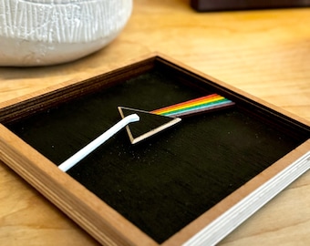 Layered Wood Dark Side of the Moon Wall Art | Pink Floyd Inspired Prism Decor