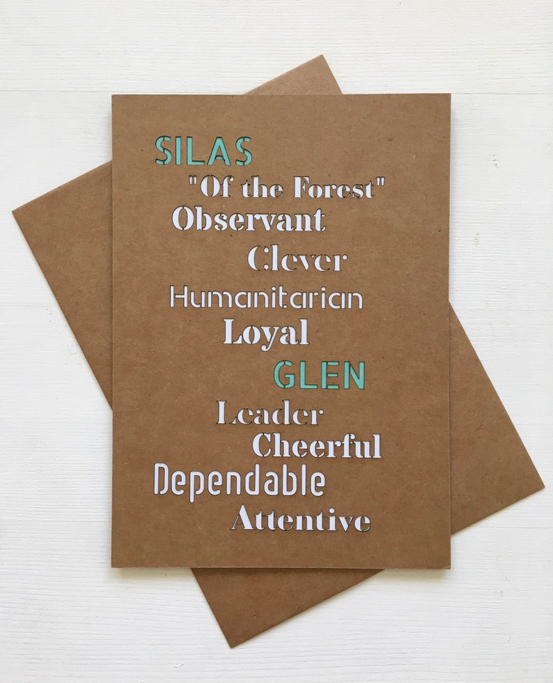 Name Meaning card Personalized card customizable card laser Etsy