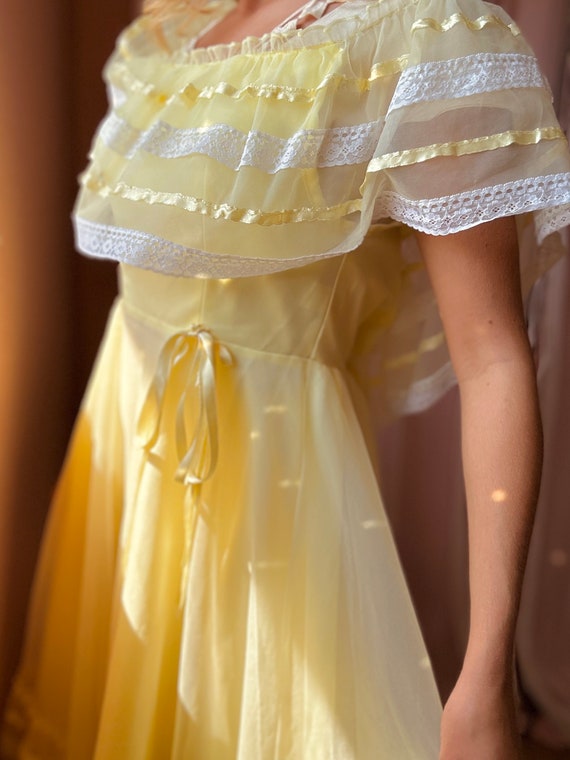 1950s fluffy yellow nylon lace babydoll dress - image 7