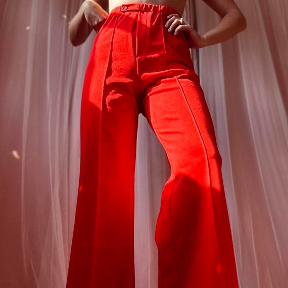1970s cherry red bell bottoms - image 2