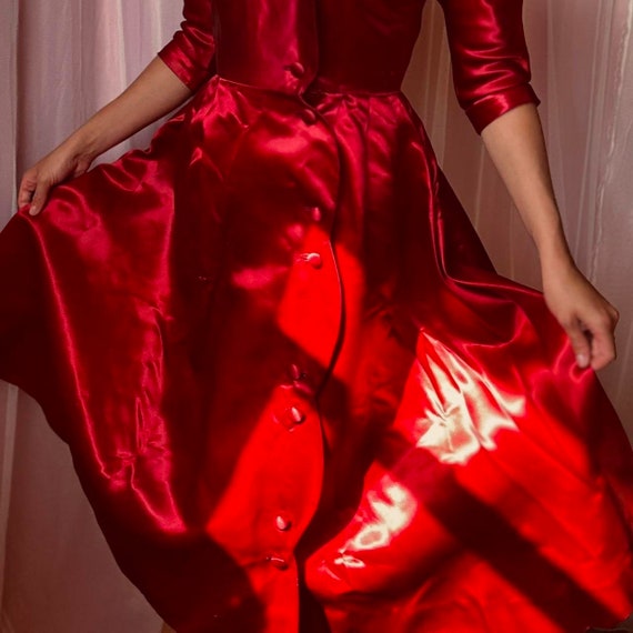 1930s Blood Red Silk Dress - image 8