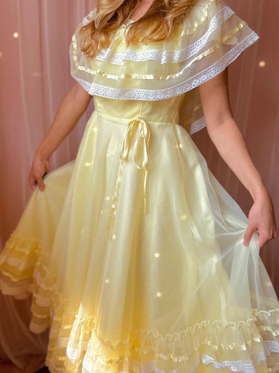 1950s fluffy yellow nylon lace babydoll dress - image 5