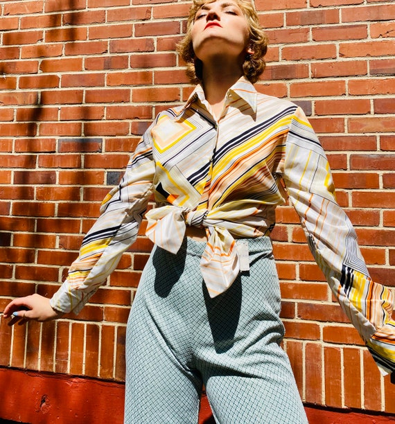 1970’s Dagger collar Sak’s fifth avenue striped ge