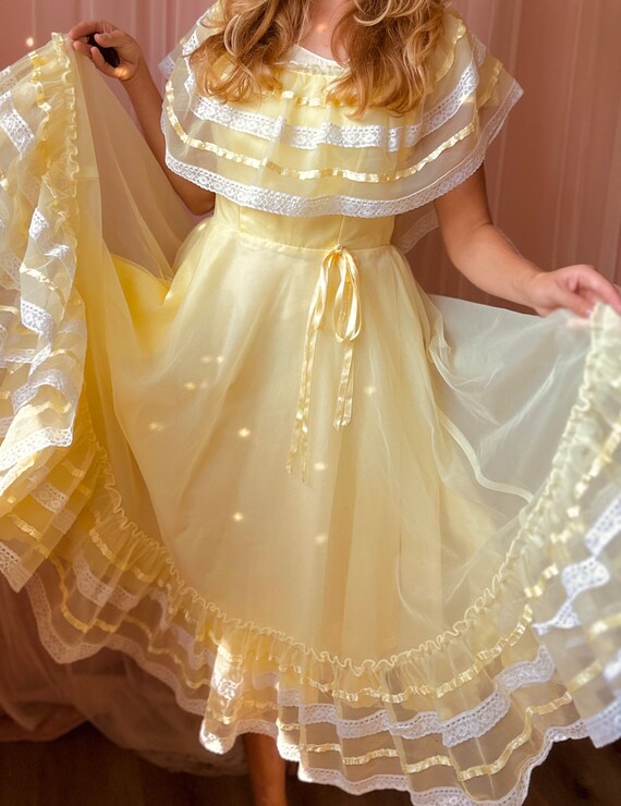 1950s fluffy yellow nylon lace babydoll dress - image 2