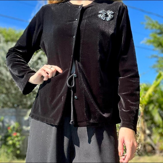 1980s black velvet cardigan