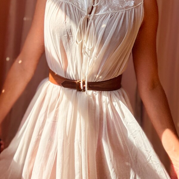 1950s white angelic nylon slip dress
