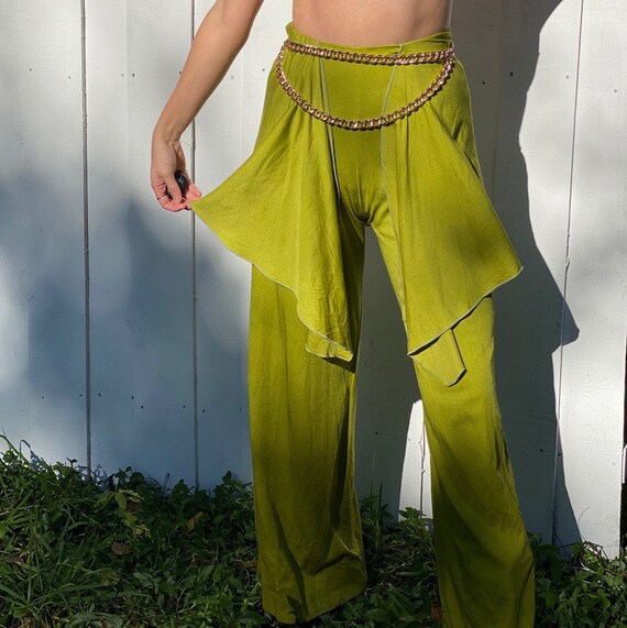 1970s NORMA KAMALI Chartreuse Bell Bottoms.