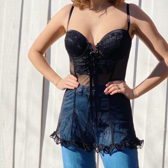 Vintage Seductive wear black lace and sheer organz