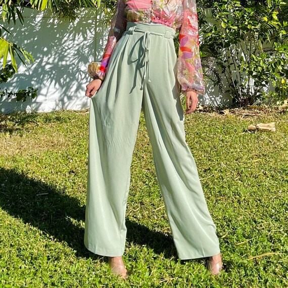 Vintage sage green high waist wide leg pants Gem