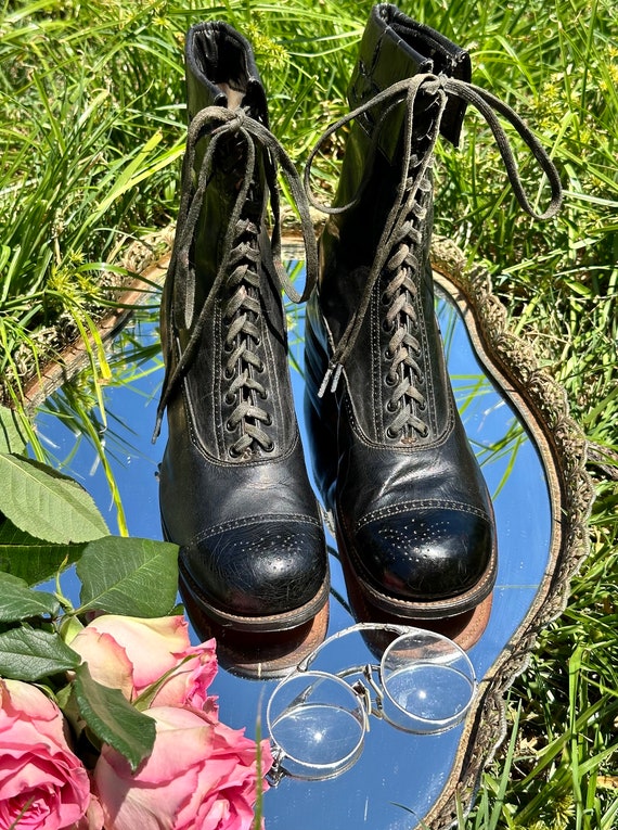 1920s black leather boots