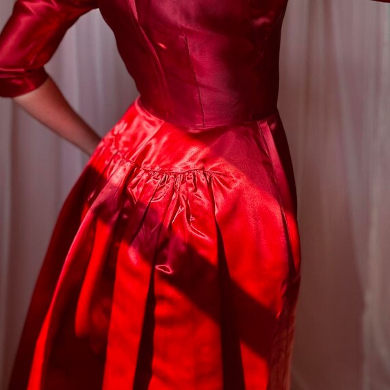 1930s Blood Red Silk Dress - image 3