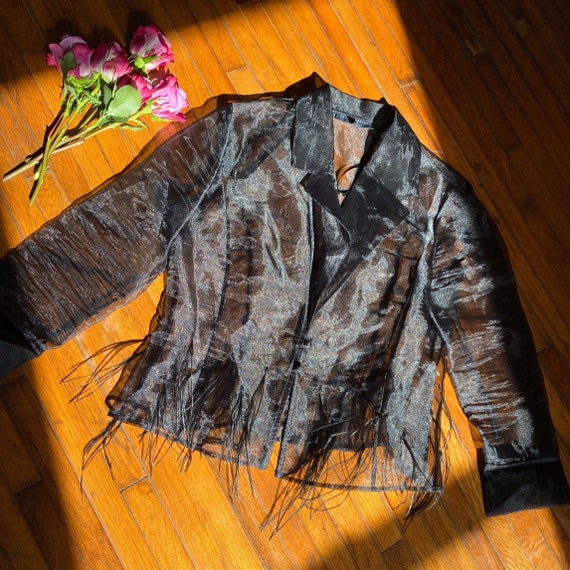 Incredible vintage 90s 100% silk black organza blo