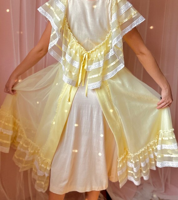 1950s fluffy yellow nylon lace babydoll dress - image 3