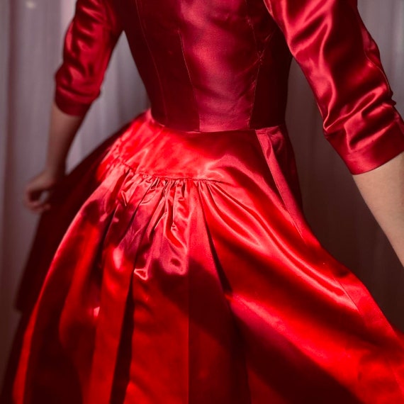 1930s Blood Red Silk Dress - image 6