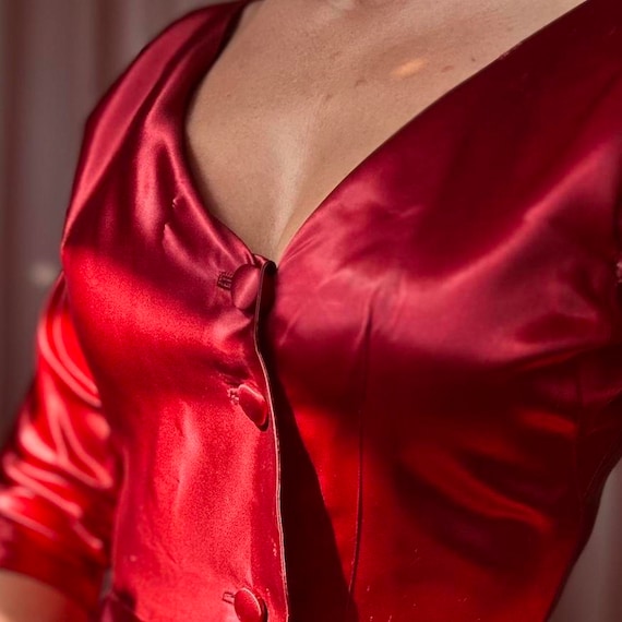 1930s Blood Red Silk Dress - image 2