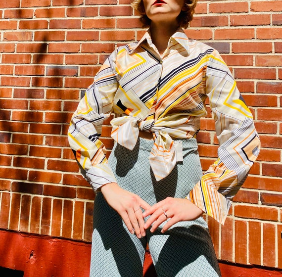 1970’s Dagger collar Sak’s fifth avenue striped ge