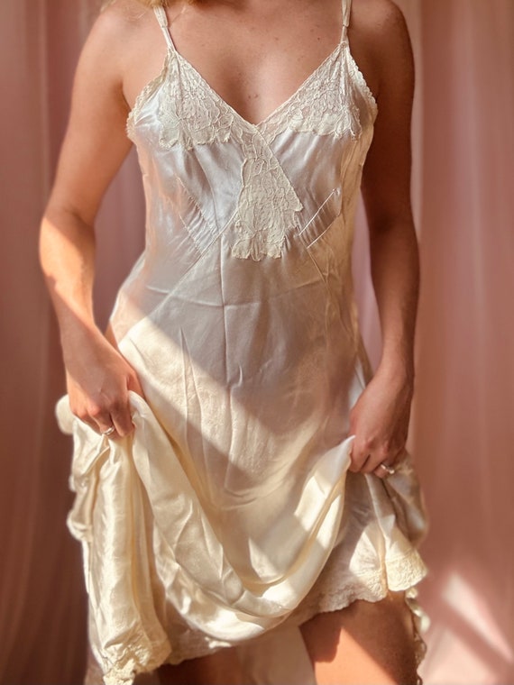 1930s ivory silk charmeuse wedding slip dress